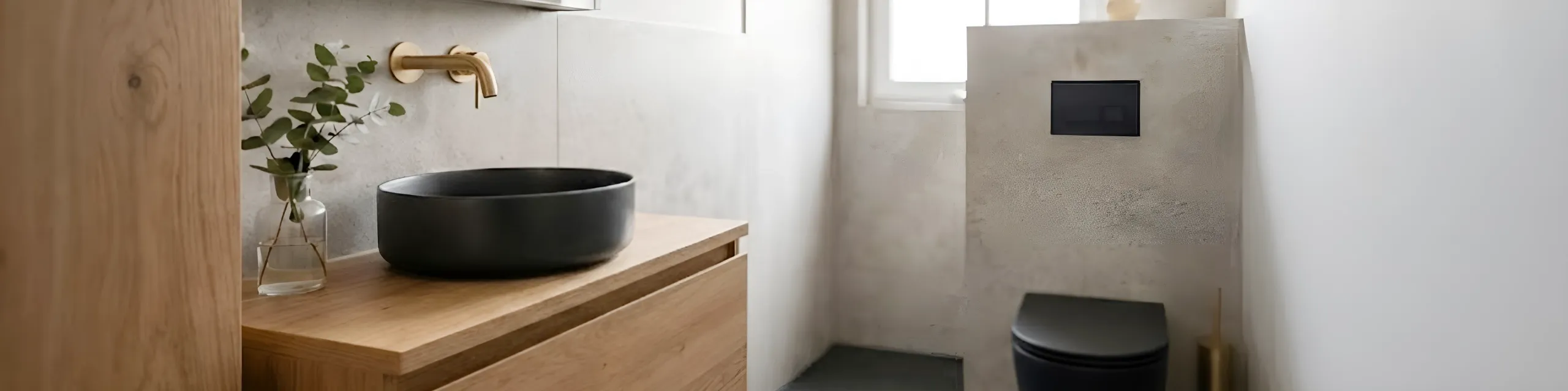 Duschbad mit Charakter, ausgestattet mit Glasabtrennung, Natursteinfliesen und eleganter Armatur