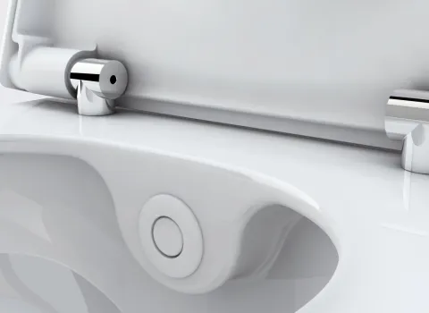 WC-Sitzbefestigung des Dusch-WCs TECEone mit eingefahrenem Spülarm.