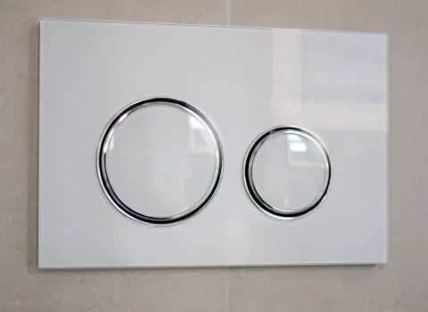 Doppel WC-Drückerplatte aus Glas in Weiß