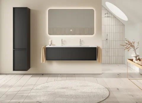 Waschtisch aus der Kollektion Uomo des Herstellers burgbad in der Farbe Anthrazit matt.