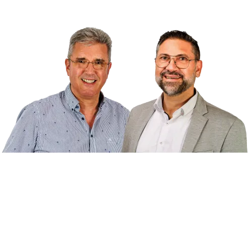 Hartmut Amolsch und Mario Pisu vor neutralem Hintergrund.