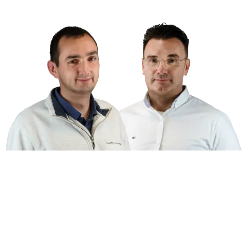 José Fernandes und Nicolai Greipel vor weissem Hintergrund.