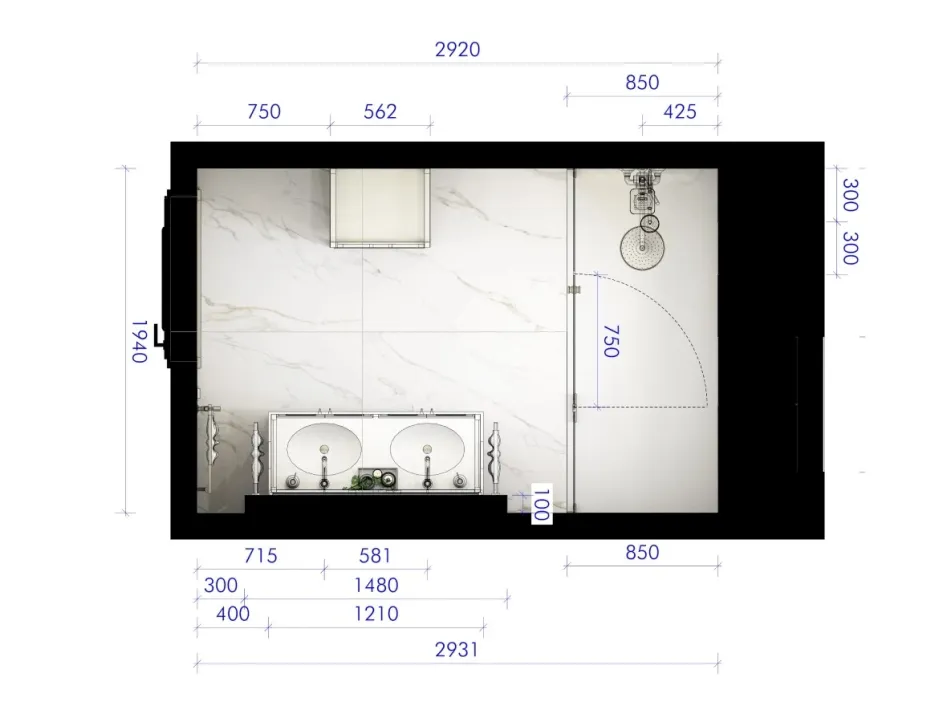 Exklusives Premium‑Duschbad mit Villeroy & Boch Doppelwaschtisch, beleuchtetem Spiegel und funktionalem Heizkörper